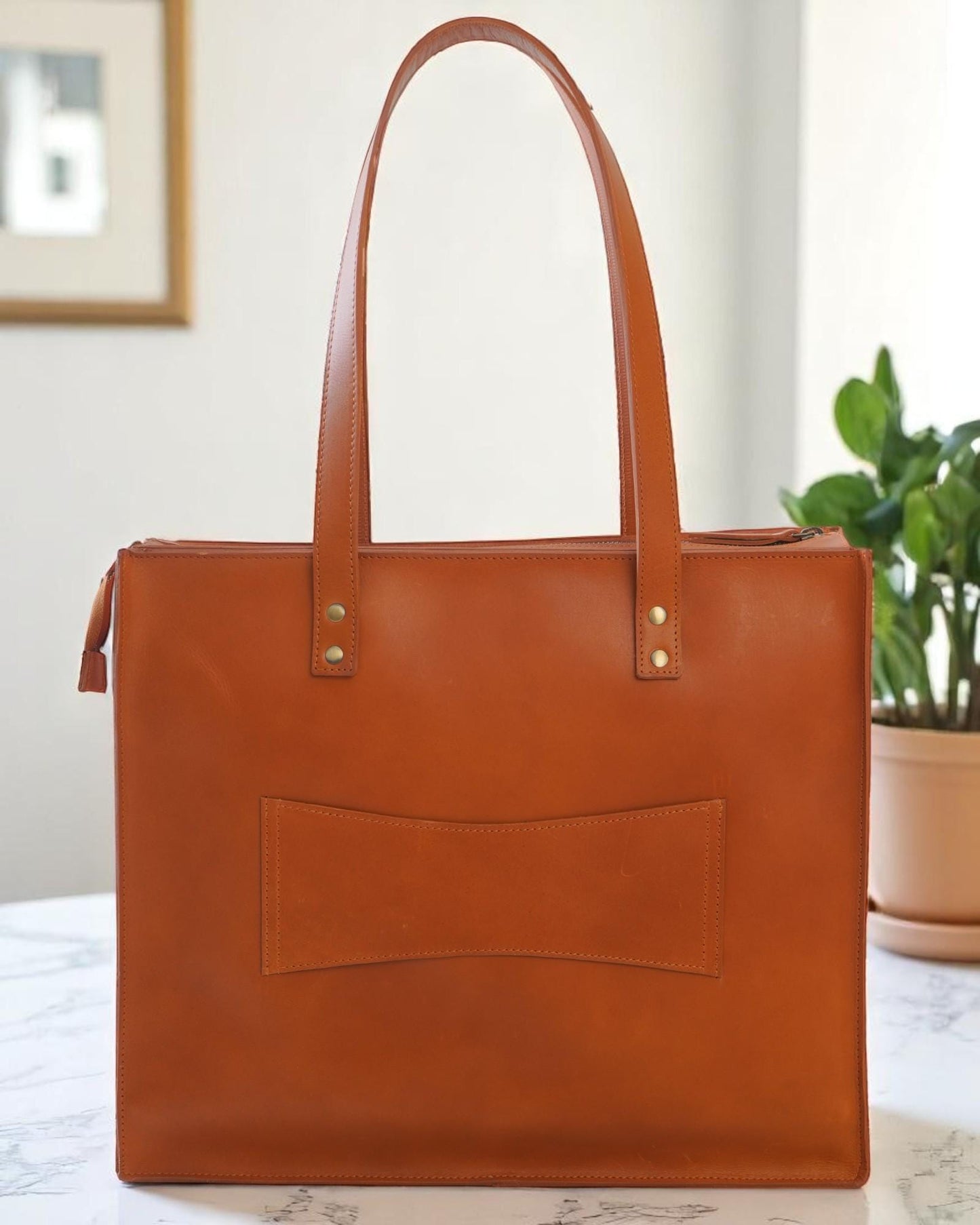 Full Grain Leather Laptop Tote: 16-Inch Buffalo Leather Briefcase