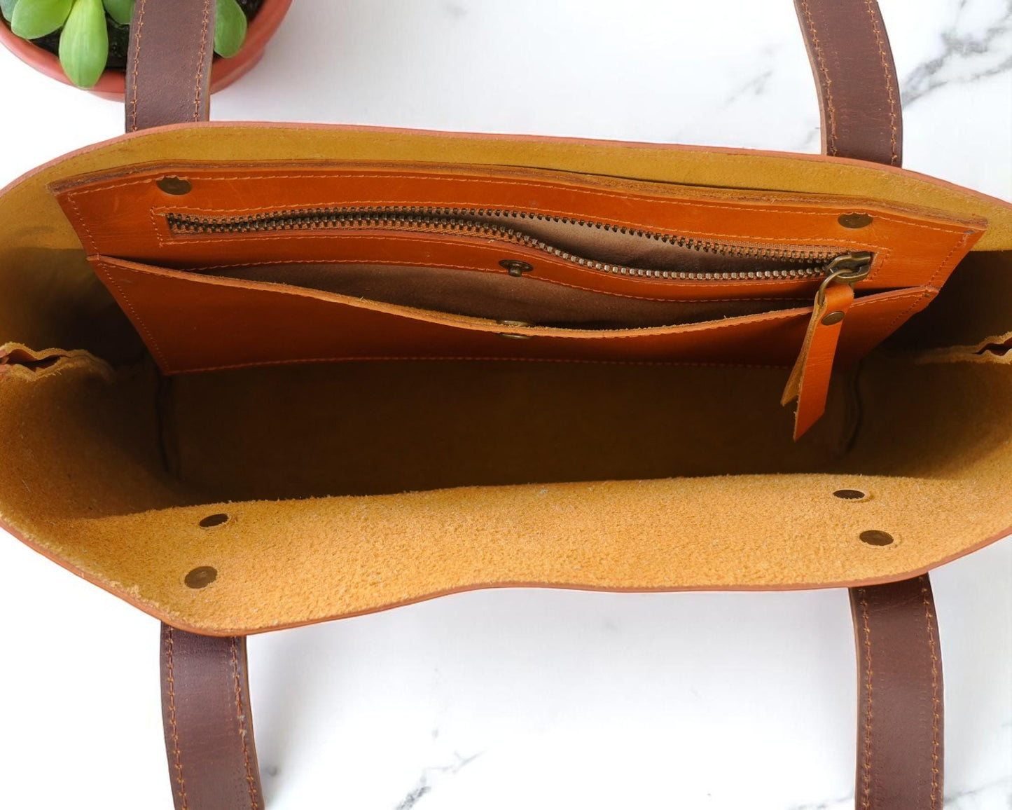 Handmade Buffalo Leather Tote Bag: Large Work, Laptop Shoulder Bag