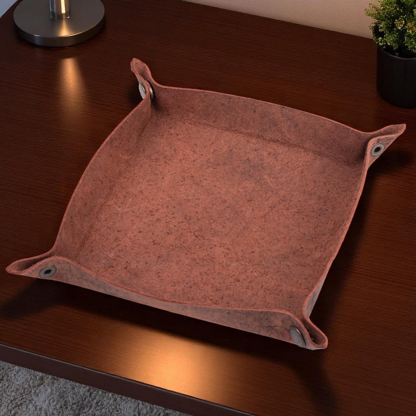 Personalized Leather Valet Tray: Full-Grain Desk Organizer