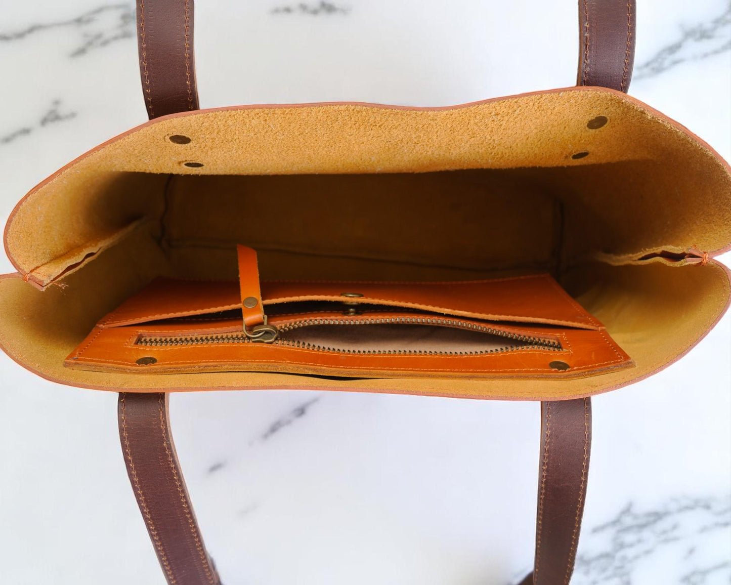 Full Grain Buffalo Leather Tote Bag: Large Everyday Laptop Work Bag
