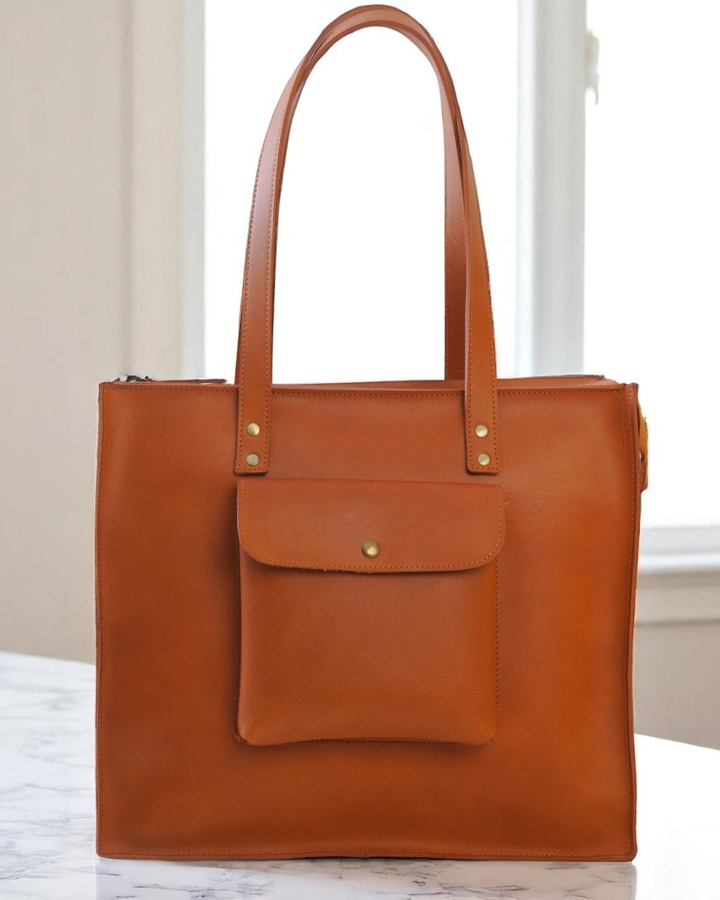 Full Grain Leather Laptop Tote: 16-Inch Buffalo Leather Briefcase