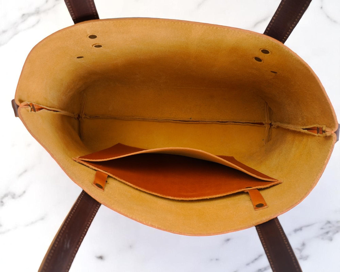 Full Grain Buffalo Leather Tote Bag: Large Laptop Work Bag