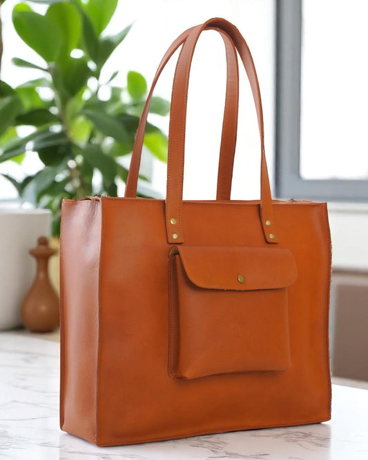 Full Grain Leather Laptop Tote: 16-Inch Buffalo Leather Briefcase
